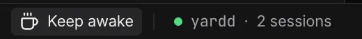 Status bar with Keep awake on and the yardd terminal service running
